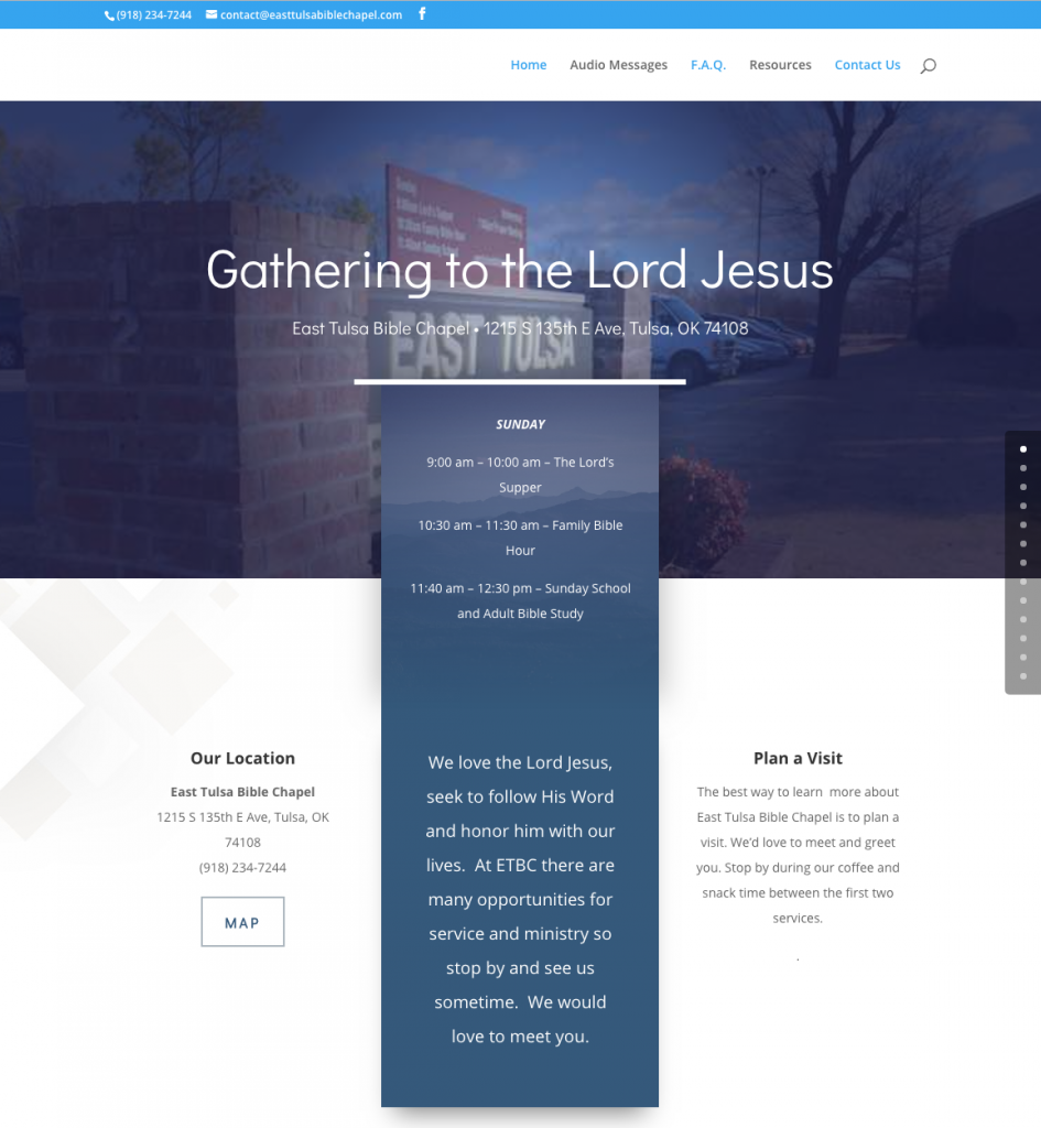 East Tulsa Bible Chapel image of website