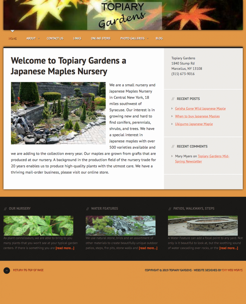 Topiary Gardens image of website
